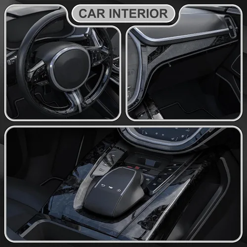 Miniatura 3 de Lypumso Envoltura de vinilo de fibra de carbono forjada con 4 kits de herramientas, rollo de vinilo de alto brillo para automóvil, calcomanía