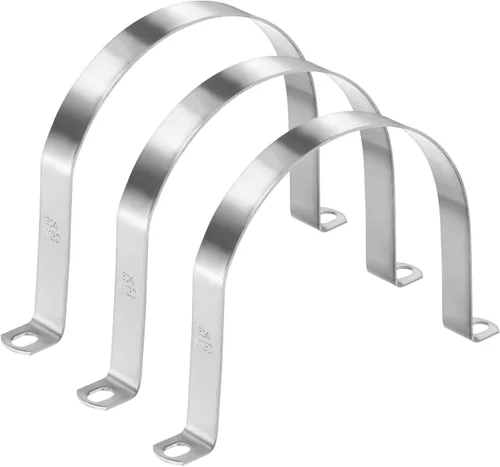 Miniatura 54 de M METERXITY Paquete de 3 abrazaderas de conducto, correa rígida de acero inoxidable 304 de 3-1/2 pulgadas M89 U con 2 agujeros