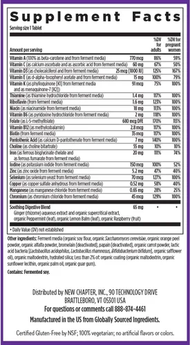 Miniatura 5 de New Chapter Vitaminas multivitamínico prenatal con metilfolato + colina para mamá saludable bebé, uno diario, 60