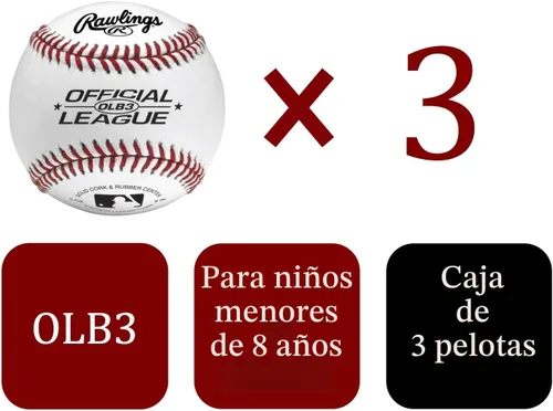 Miniatura 6 de Rawlings Pelotas de béisbol oficiales de la liga para uso recreativo y práctica OLB3 Para jóvenes/8U Juego de 3