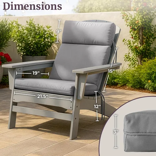 Miniatura 6 de Lavish Home - Cojín para sillas de exteriores, 45 x 21.5 x 3 pulgadas, cojines para sillas de exteriores con respaldo alto para muebles de patio