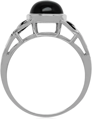 Miniatura 5 de Silvershake Anillo solitario de plata de ley 925 chapada en oro amarillo de 0.315 in con piedras preciosas de forma redonda con nudo celta triquetra