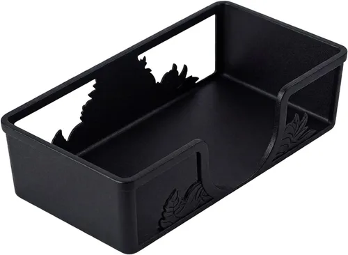 Servilletero moderno para cocina, mesa de comedor o baño, decoración del hogar de metal texturizado con diseño minimalista (negro)