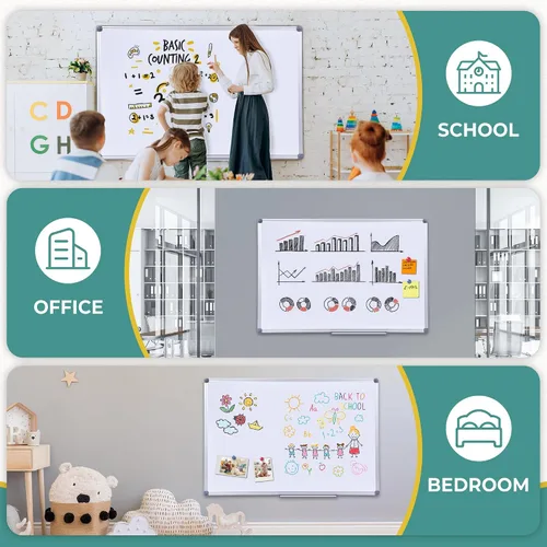 Miniatura 5 de Pizarra blanca magnética de borrado en seco de 40 x 28 pulgadas, tablero de escritura montado en la pared tamaño mediano para oficina en casa