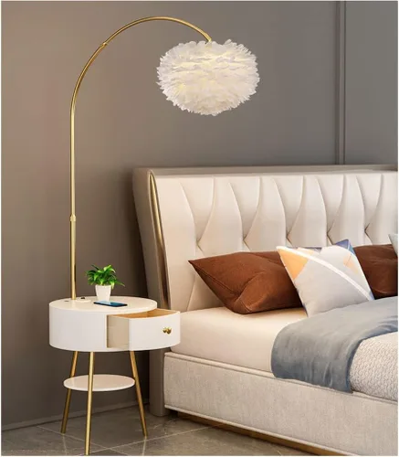 Miniatura 3 de EYPKPL Lámpara de poste vertical 2 en 1 lámpara de pie con mesa y carga inalámbrica mesita de noche lámparas de pie lámpara de poste lámpara de piso
