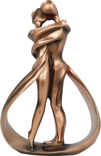 DreamsEden Escultura romántica para pareja, estatua de arte de resina con acabado de bronce para aniversario de boda, día de San Valentín,