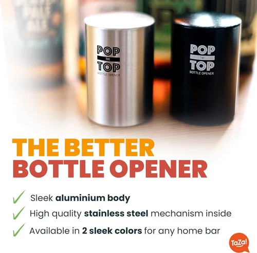 Miniatura 3 de Abrebotellas de cerveza Pop-the-Top (Negro): Abridor automático de tapas de botellas, herramienta de barra de presionar hacia abajo para que salte