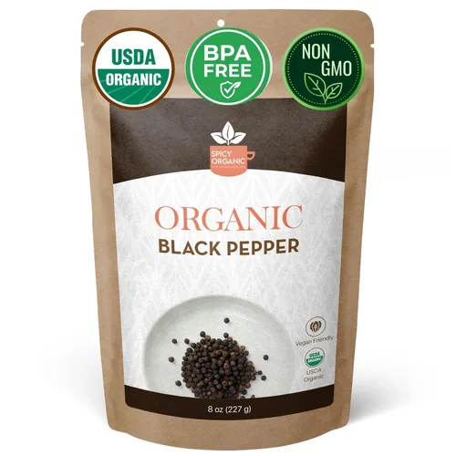 Miniatura 15 de Spicy Organic Ceylon - Granos de pimienta negra enteros de 4 onzas – Certificado USDA y Kosher, sin gluten y sin OMG – Pimienta orgánica pura