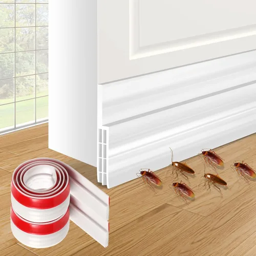 Miniatura 8 de Tapón autoadhesivo para barrido de puerta, color camello, para el hogar, burlete de goma debajo de la puerta para puertas interiores, aislamiento