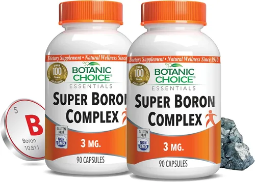 Botanic Choice Super Boro Complex (3 mg) – Promueve la salud ósea y la próstata mediante la metabolización del calcio y el magnesio – 3 formas de