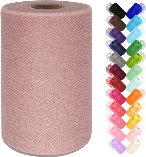 Miniatura 11 de Rollo de tela de tul de 6 pulgadas por 100 yardas (300 pies) cinta de tul malla transparente para bricolaje, falda tutú, envoltura de regalos, boda
