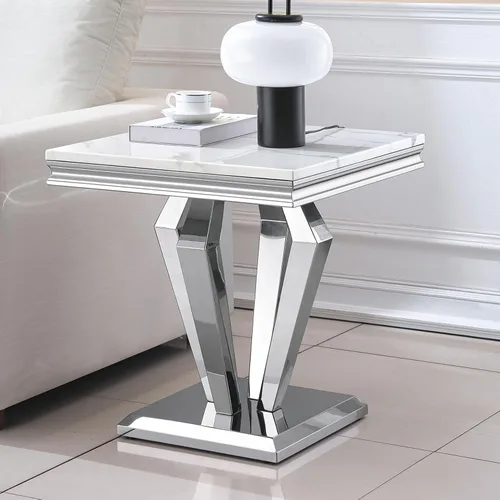 Miniatura 28 de Mesa de centro de mármol negro Henf de lujo, mesa auxiliar rectangular de mármol sintético de imitación con base de acero inoxidable dorado