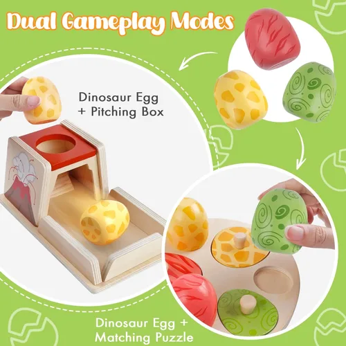 Miniatura 3 de Juguetes Montessori para niños de 6 meses, juguetes de madera para bebés de 6, 7, 8, 9 meses de edad, juguete de bola de huevo de dinosaurio