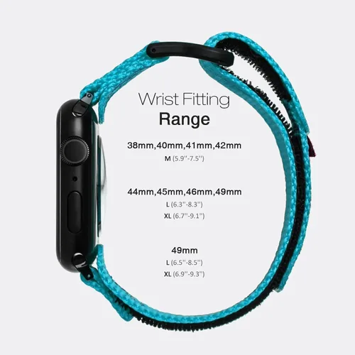 Miniatura 5 de Nereides Compatible con Apple Watch Series 11 Band Series 10/9/8/7/6/5/4/SE/SE2/SE3, correa deportiva de nailon con diseño tejido para 1.654 Al Aqua