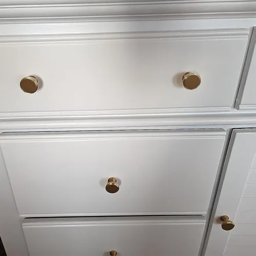 Miniatura 8 de Paquete de 10 pomos de latón macizo para gabinetes de cocina, pomos dorados modernos para tocador, tiradores de perillas de gabinete de escalón
