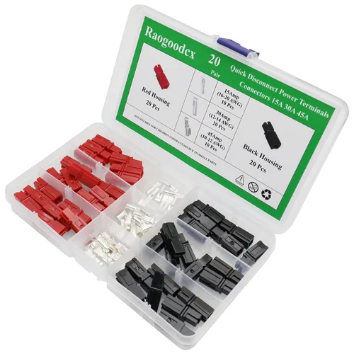 Miniatura 4 de 80 unids Power Terminales Connectors15/30/45 AMP 600V Power Connector Battery Plug+terminales Rojo Negro