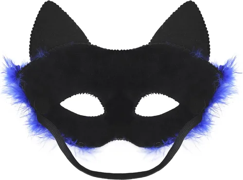 Miniatura 3 de IPENNY Máscara de gato de Halloween para mujeres y niños, máscara de encaje de media cara para cosplay