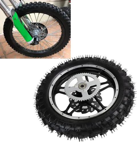 Miniatura 5 de Rueda de freno de disco para neumáticos traseros, rueda trasera de metal de goma 2.5‑10 con rueda dentada de disco y conjunto de neumáticos