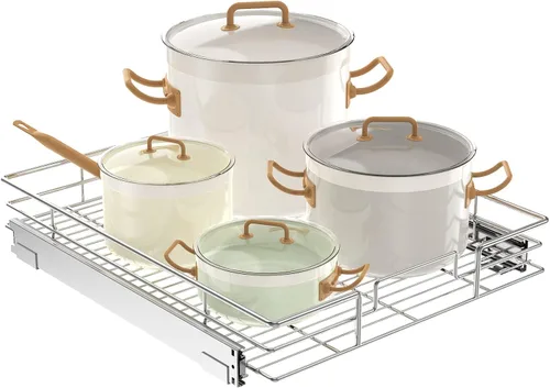 Miniatura 17 de LOVMOR Organizador de gabinete extraíble de 17 pulgadas de ancho x 21 pulgadas de profundidad, estantes extraíbles para armario de cocina, 1 Tier