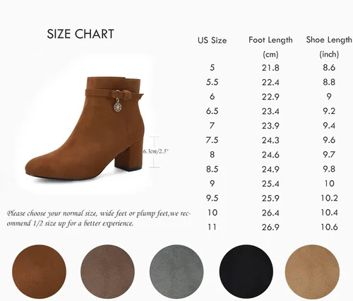Miniatura 5 de Coutgo Womens Ankle Boots Chunky Block Low Heel Vintage Tie Knot Booties Shoes with Side Zipper