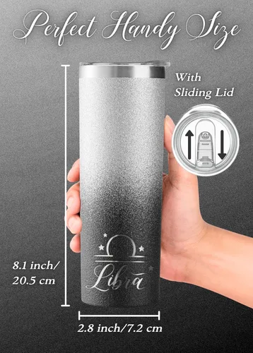 Miniatura 4 de Regalos del zodiaco Onebttl para mujeres, mejores regalos de cumpleaños para amigas, vaso de 20 oz de acero inoxidable, logotipo grabado en negro