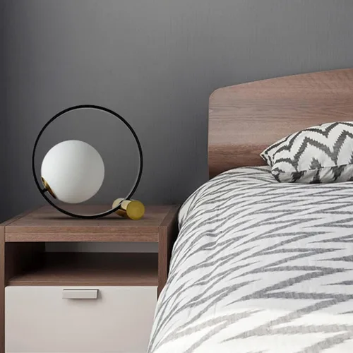 Miniatura 8 de Globe - Lámpara de mesa de noche, moderna lámpara de mesa de noche de cristal de mediados de siglo, lámpara de escritorio dorada para dormitorio, 1