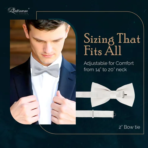 Miniatura 4 de Pajarita de esmoquin formal de satén preatada clásica para hombre, longitud ajustable, gran variedad de colores disponibles