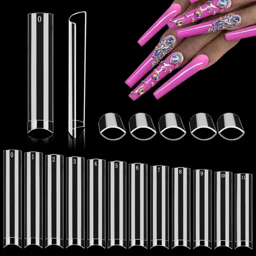 Miniatura 13 de 312 piezas de puntas de uñas de tacón extra largas para uñas acrílicas profesionales, puntas de uñas de tacón de media cubierta 4XL, extensión