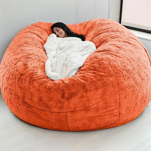 Miniatura 19 de Funda para silla tipo puf de piel gigante para niños y adultos, (sin relleno), muebles de sala de estar, grande, redondo, suave, esponjoso, de piel
