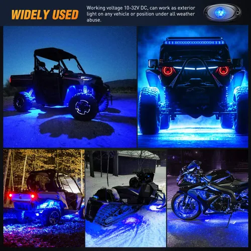 Miniatura 8 de Nilight - luz LED Rock, 4 unidades, nocturnas, para automóvil Azul