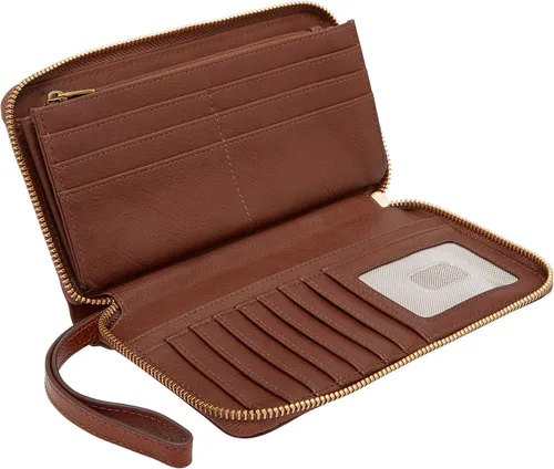 Miniatura 3 de Fossil Cartera Liza de piel con cremallera alrededor de la cartera con correa retráctil para la muñeca para mujer