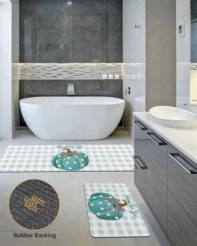 Miniatura 5 de Tapete de baño de calabaza turquesa para bañera, antideslizante, de secado rápido y absorbente, de tierra de diatomeas, tapete lavable de cocina
