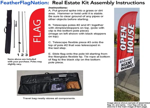 Miniatura 3 de FFN Paquete de 3 kits de bandera de plumas de 8 pies, incluye mástiles de bandera, estacas de tierra y bolsas de viaje, letreros de césped