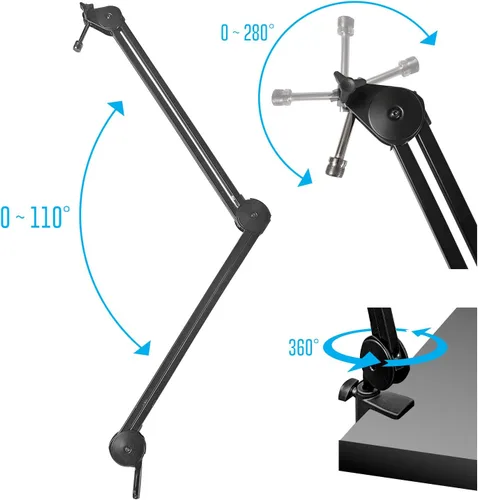 Miniatura 4 de AxcessAbles - Brazo de brazo de micrófono resistente de 3.3 pies con cable XLR de 6 pies y lazos, capacidad de 5 libras, soporte de escritorio