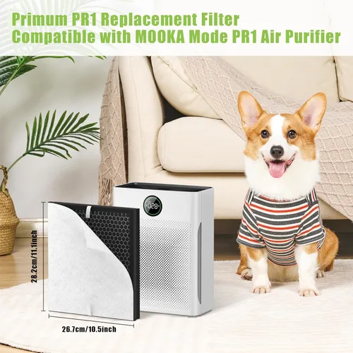 Miniatura 2 de Filtro de repuesto PR1 compatible con Mooka PR1 purificador de aire, paquete de 2 filtros H13 True HEPA para el hogar, habitación grande de hasta