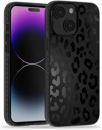Miniatura 13 de SCORPIFY Funda para iPhone 15 Pro Max [Compatible con MagSafe] con Diseño de Estampado de Leopardo Guepardo Negro Mate, Linda Funda Magnética