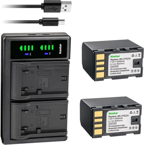 Kastar Paquete de 2 baterías BN-VF823 y cargador USB LTD2 de repuesto para JVC BN-VF808 BN-VF808U BN-VF815 BN-VF815U BN-VF823 BN-VF823U BN-VF915