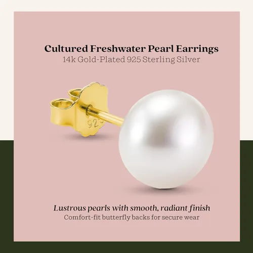 Miniatura 5 de KEZEF Pendientes de perlas de agua dulce para mujer – Perlas cultivadas de calidad AAA en poste de plata de ley 925 bañado en rodio o chapado en oro