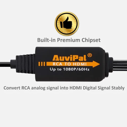 Miniatura 3 de Convertidor RCA a HDMI 1080P, adaptador de audio compuesto todo en uno AV a HDMI para reproductores de DVD VHS/VCR/PS1/PS2/PS3/STB/Xbox/Blue-Ray