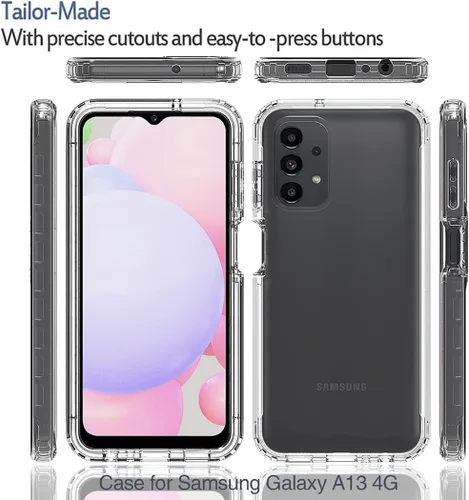 Miniatura 5 de Funda para Samsung Galaxy A13 4G/A13 LTE 4G SM-A135F con protector de pantalla de vidrio templado, cuerpo completo transparente con protección