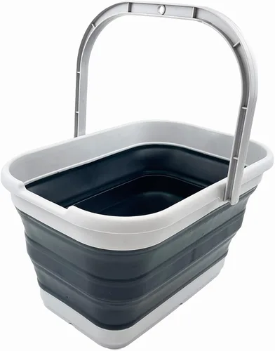 Miniatura 9 de SAMMART Cubo de agua plegable rectangular de 12 litros (3.1 galones) para campamento, pesca (gris (juego de 2))