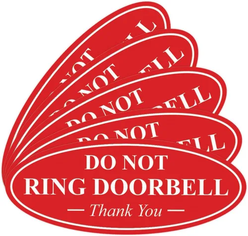 Miniatura 53 de All Quality Cartel de agradecimiento ovalado con texto en inglés «Do not Ring DOORBELL», color negro, pequeño, 1 paquete