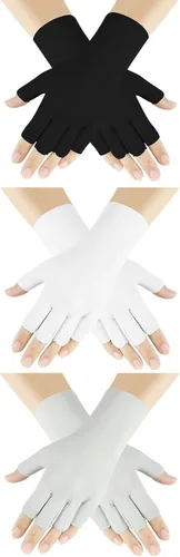 Miniatura 7 de 3 pares de guantes de protección solar UV para mujer, guantes de seda de hielo sin dedos, guantes de medio dedo para conducir, ciclismo, arte de uñas