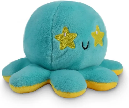 Miniatura 6 de TeeTurtle - El Peluche de Pulpo Reversible Original - Azul Claro + Azul Oscuro - Lindos Animales de Peluche Sensoriales Fidget Que Muestran Tu
