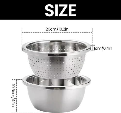 Miniatura 5 de Colador de arroz de acero inoxidable 304, colador microporoso, coladores y coladores para lavar, cuenco para lavar frutas con colador