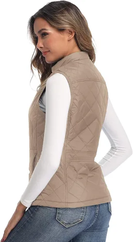 Miniatura 4 de Chaleco para exteriores de mujer, chaleco acolchado ligero con cremallera y cuello alto.