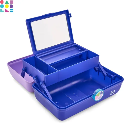 Miniatura 7 de Caboodles Caja de Maquillaje Portátil para Niñas, Lila de Dos Tonos sobre Cobalto, Caja Organizadora de Maquillaje de Plástico Duro, Espejo