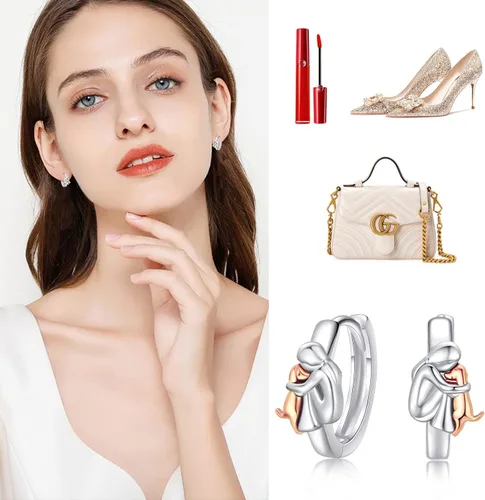 Miniatura 7 de Aretes de plata de ley 925 para perros, lindos aretes de perrito con diseño de animales, regalos de joyería para mujeres, niñas, amantes