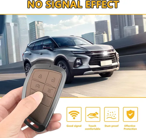 Miniatura 4 de FT FUNTOR Funda de llavero de metal para Chevrolet Tahoe, piel sintética, aleación de zinc, para GMC Yukon Denali Sierra 2021-2025, para Chevy