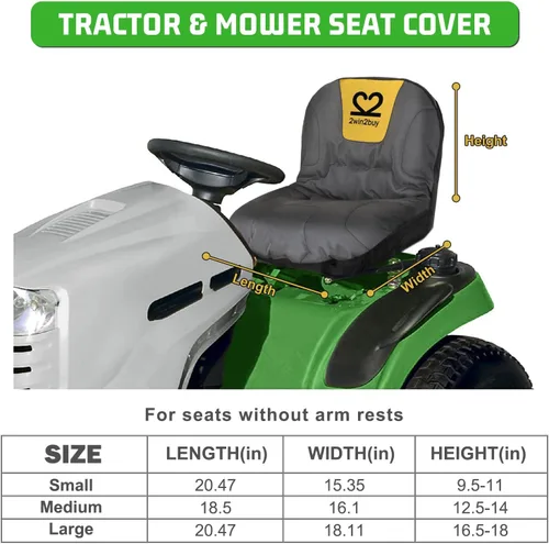 Miniatura 5 de Funda de asiento para cortacésped, funda de asiento de tractor Oxford de poliéster 600D resistente con superficie acolchada acolchada, funda